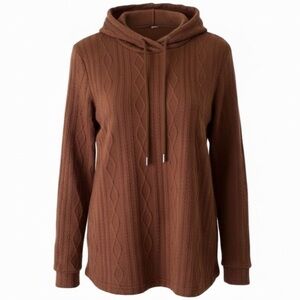 SHEIN Brown Cable Knit Raglan Sleeve Hoodie Small